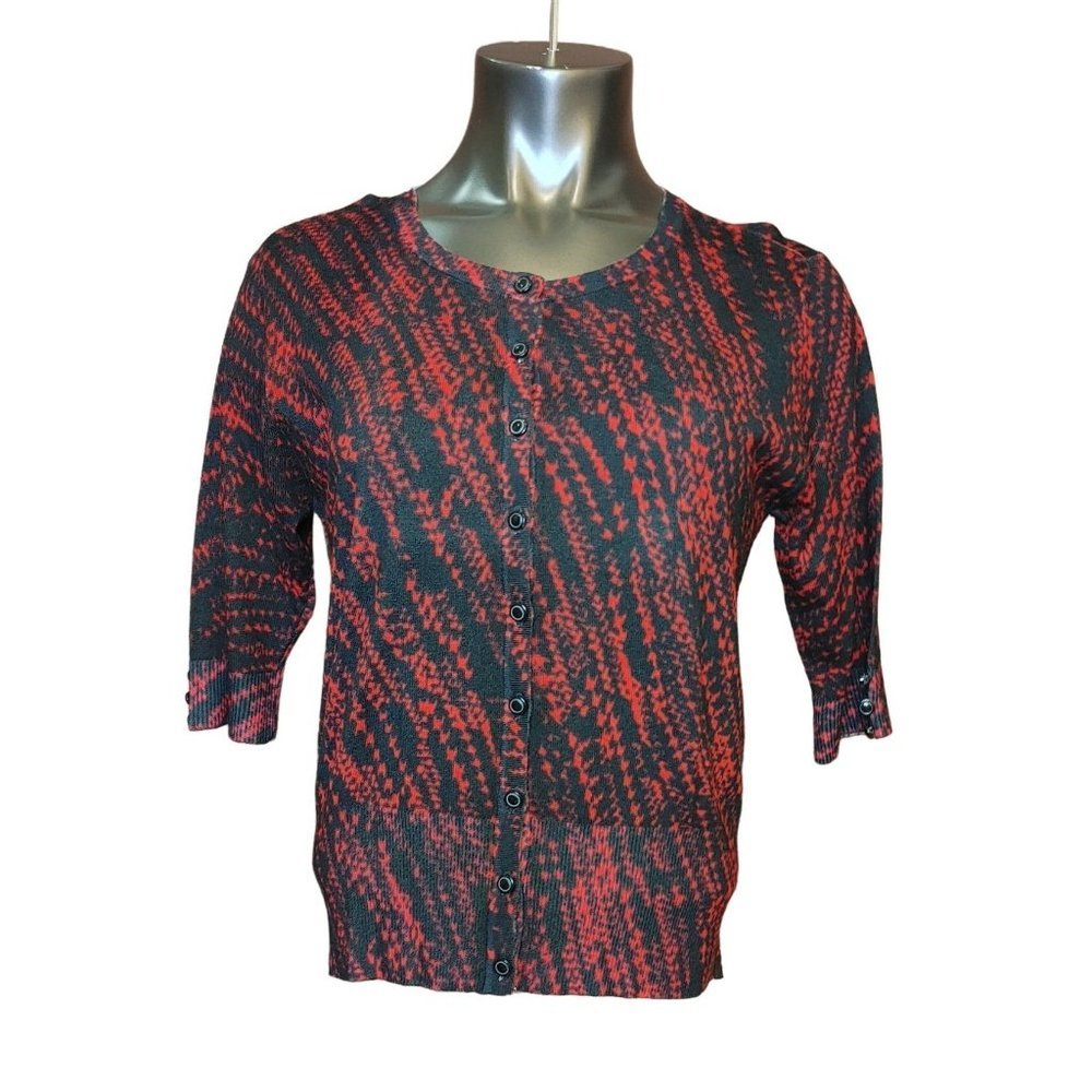 Audrey & Grace Blsck and Red 1/2 Sleeve Cardigan Size L